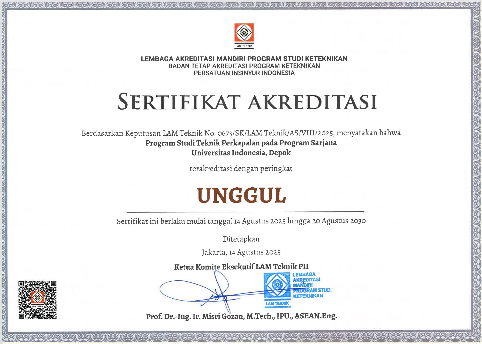 LAM Teknik certificate